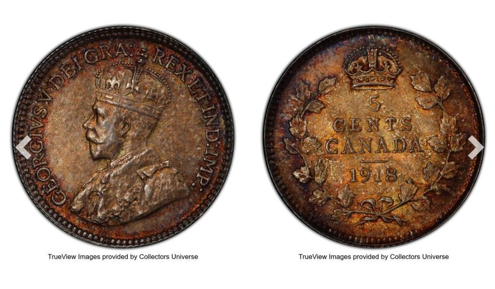 1918 Koning George V 5 cent munt